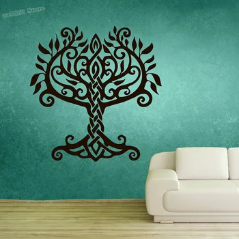 Pomul Vieții Perete Decal Lume Copac Copacul Yggdrasil Germano-Mitologia Nordică Perete Autocolant pentru Acasă Decor Camera de Vinil Artă Murală B850