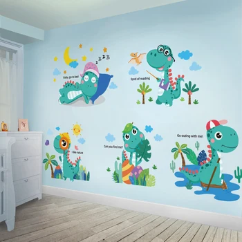[shijuekongjian] Dinozaur Desene animate Autocolante de Perete DIY Animal Murală Decalcomanii pentru Camere Copii Dormitor Copil Pepinieră Decor Acasă