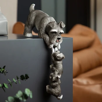 Nordic Rășină Mamei și Copilului Câine Sculptura Ornamente Living Desktop Animale Statuie Meserii Cadouri, Decorațiuni interioare, Accesorii
