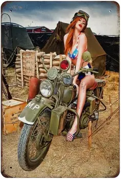 Garaj Motocicleta Rece Fata Sexy Din Metal De Staniu Semn, De Epocă Placa Poster Garaj Bar Acasă Decor De Perete 8 X 12 Cm