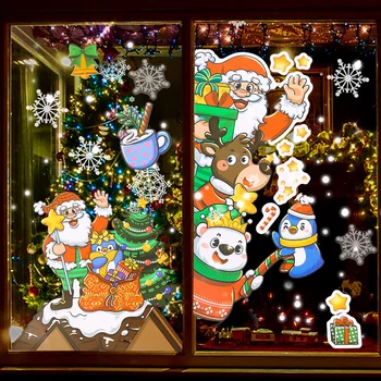 2024 Crăciun Fereastra Autocolante Autoadezive, Fulg De Nea, Mos Craciun Sticlă Autocolant Geam Ornament Pentru Casa Navidad Consumabile Partid
