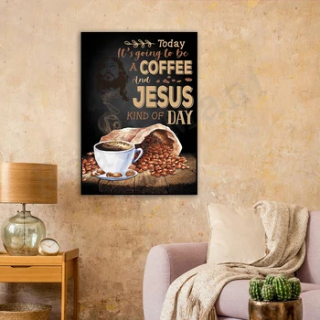 Isus și Cafea - Religioase Decor de Perete Printuri de Arta - Cadouri pentru Bărbați și Femei - Crestine, Cadouri pentru Bărbați - Catolică Cadou