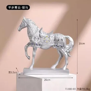 Creative Aur, Argint Cal Rășină Sculptură, Model De Cal Decor Acasă Animale De Decorare Camera De Zi Office Ambarcațiunile De Decorare