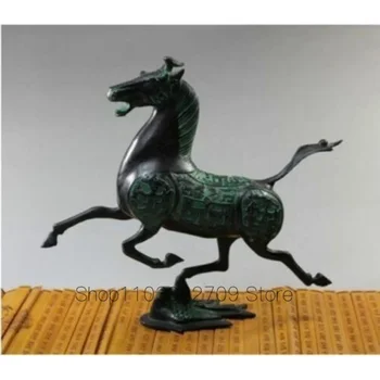Rafinat Chineza Veche statuie de bronz calul zbura înghiți Cifre