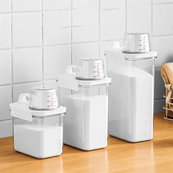 Detergent Pulbere Cutie de Depozitare Clar detergent Recipient cu Capac și Mâner Multifuncțional din Plastic Cereale Borcan