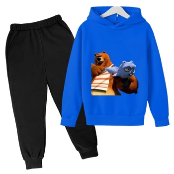 Grizzy Și Lemmings Copii Adolescenți Sport de Agrement Îmbrăcăminte Hanorace Pantaloni Băieți Fete Ofertă Specială urs copii seturi
