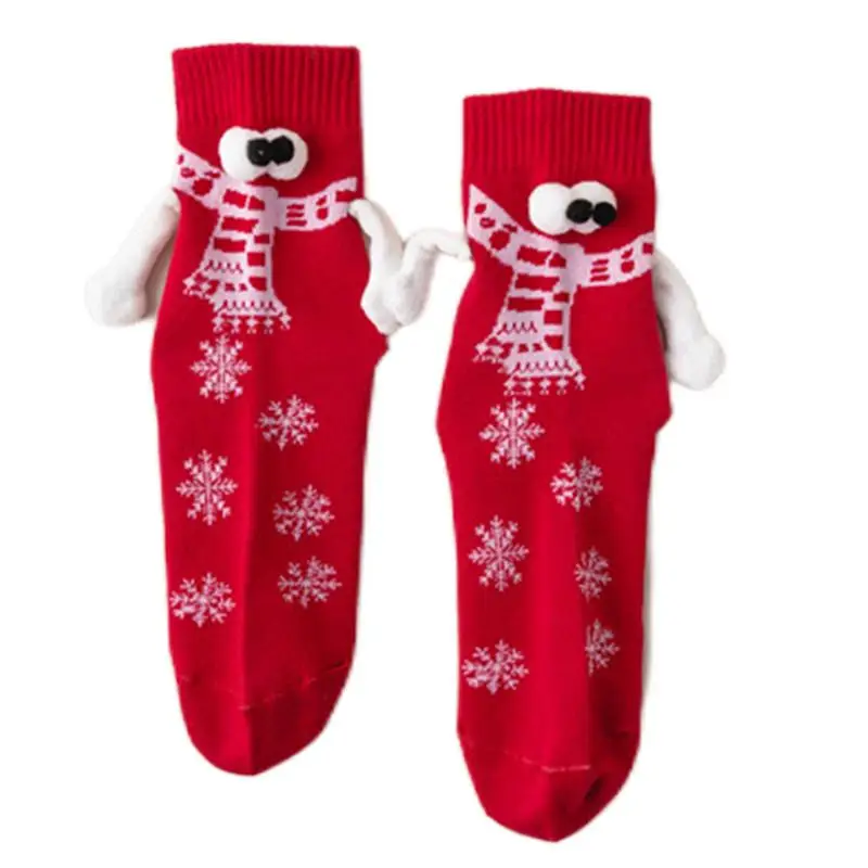 Crăciun Magnetic Mana Sosete Unisex Negru Roșu Cuplu Ciorap De Bumbac Se Țin De Mâini Șosete Lungi Fetele Harajuku Noutate Șosete - 2
