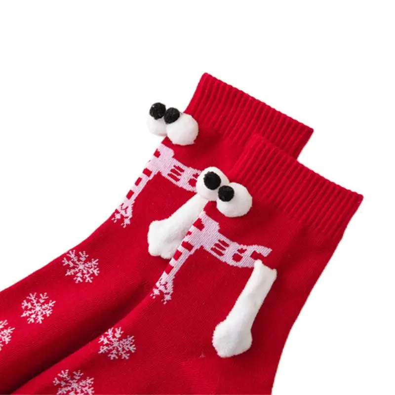 Crăciun Magnetic Mana Sosete Unisex Negru Roșu Cuplu Ciorap De Bumbac Se Țin De Mâini Șosete Lungi Fetele Harajuku Noutate Șosete - 4