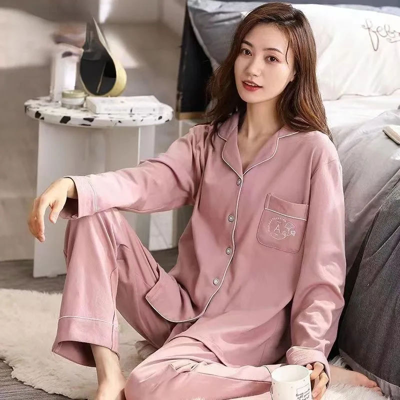 2023 Nou 100% High-end Pijamale de Bumbac Femei de Primavara Toamna Mâneci Lungi Pierde Versiunea coreeană Drăguț haine de casă Două piese de Îmbrăcăminte exterioară - 4