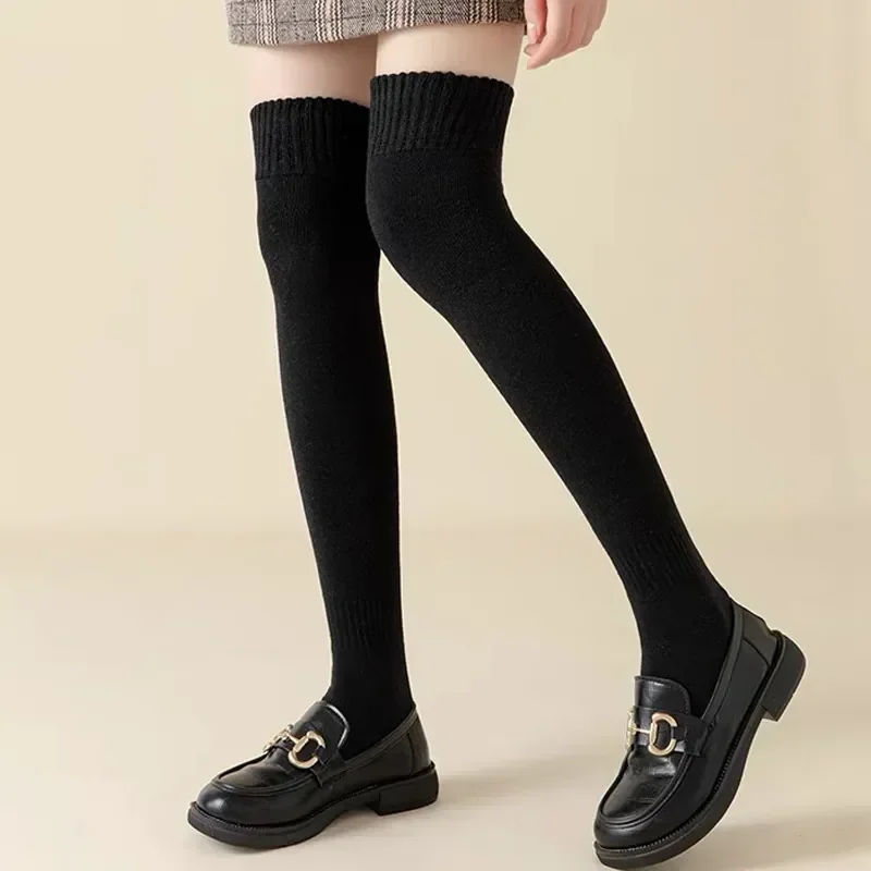 Genunchi Peste Terry Îngroșat Șosete de Moda de Amestec de Înaltă 3pair/lot Ciorapi Coapsă Cald Iarna Harajuku Femei Fata de Lungă Ciorap de Bumbac - 4