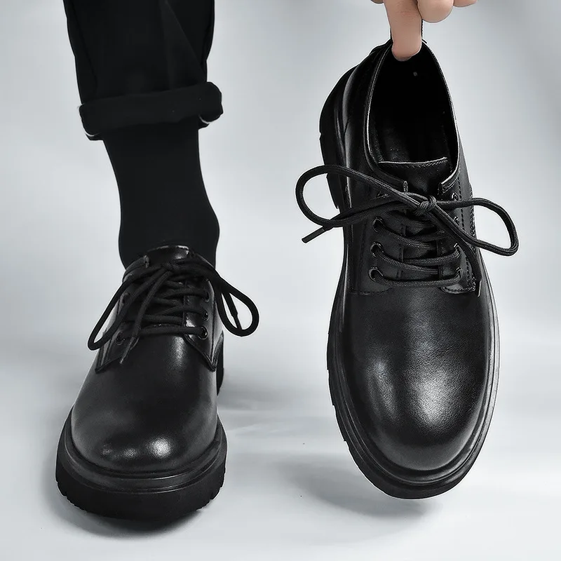 Pantofi pentru bărbați 2023 Noi de Vara Stil Britanic Neagra Casual din Piele Pantofi Barbati de Afaceri Rochie Capul Mare Lucru de Moda Pantofi - 0