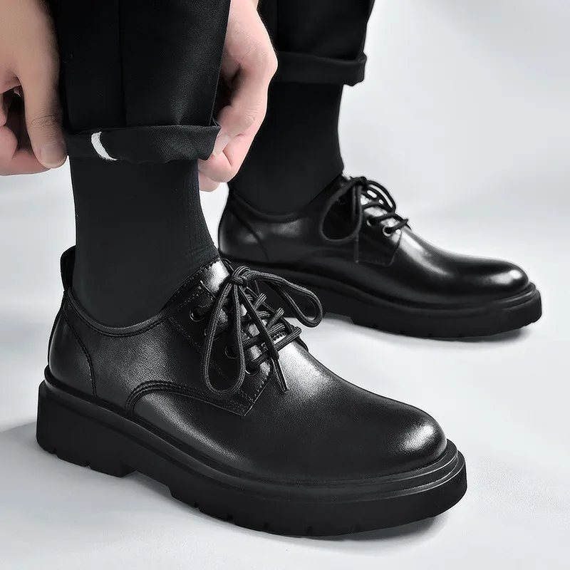 Pantofi pentru bărbați 2023 Noi de Vara Stil Britanic Neagra Casual din Piele Pantofi Barbati de Afaceri Rochie Capul Mare Lucru de Moda Pantofi - 2