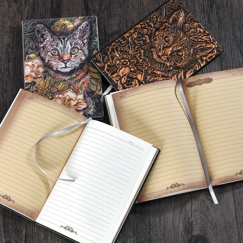 Noul Design Vintage Cat Notebook Retro Planificator De Carte De Bronz Rechizite De Birou Cultura De Educație Rechizite Notebook - 1