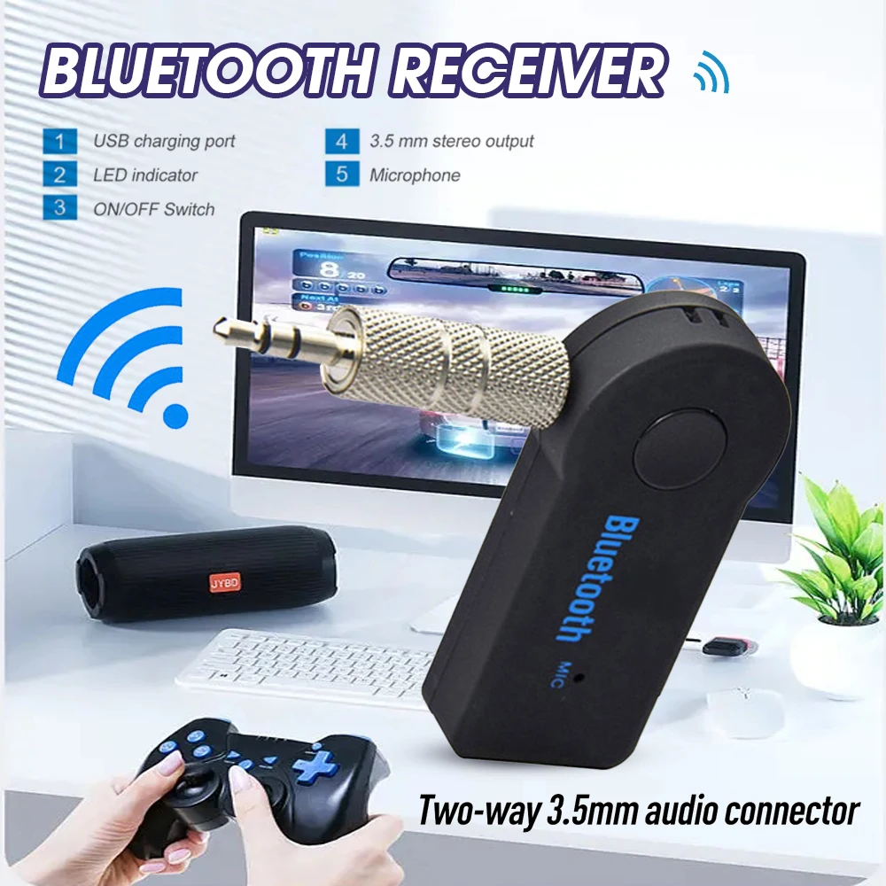 1/2 BUC Wireless Bluetooth Receptor Adaptor 4.1 Stereo Jack de 3,5 mm pentru Masina de Muzică Audio Aux Cască Primind Pentru Căști - 4
