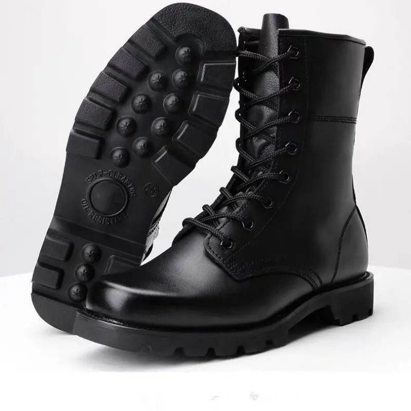 Barbati Negru Cizme de Armata Tren Militar de Majorare a Urca Boot Anti-zdrobitor Toe Pantofi în aer liber Lână de Iarnă de Pantofi de Moda cu Fermoar Lateral Botas - 4