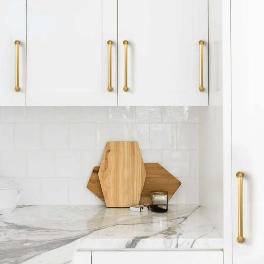 Cambered Mânere din Alamă pentru Dulapuri și Sertare Modern, Simplu de Aur Mobilier Mâner Lung de Cabinet se Ocupă de Accesorii de Bucătărie - 4