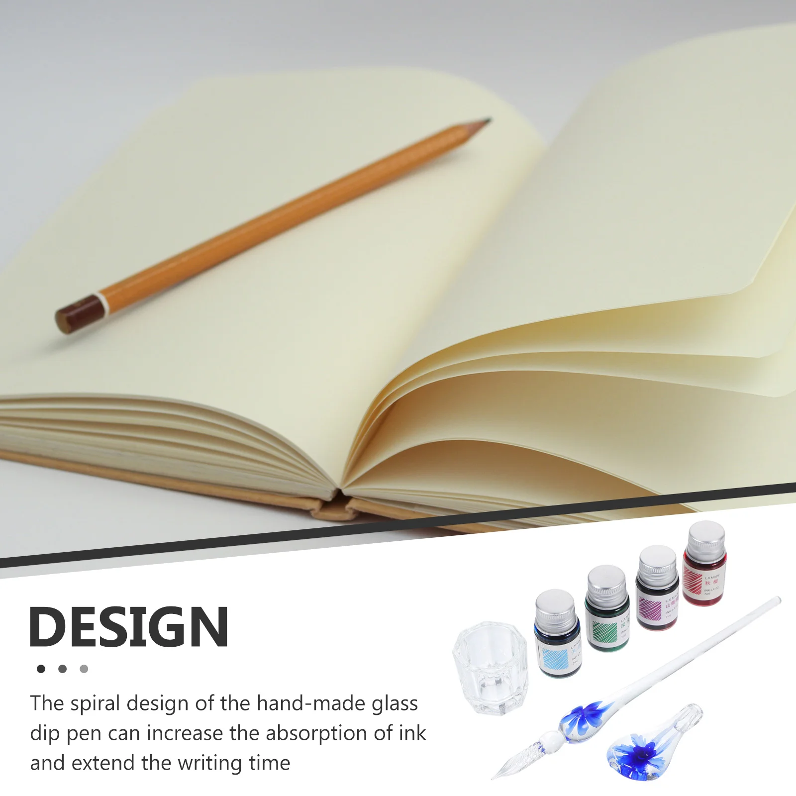 Retro Cristal Florale Pen Călimară Desen Cani de Sticla Creative Semnătura Dip Sistem pentru Unghii Convenabil - 3