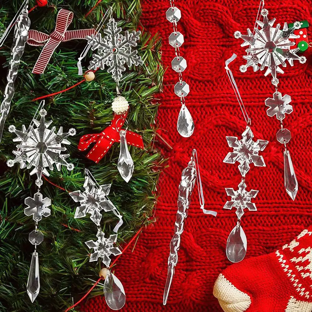 10buc Decor de Crăciun Fulg de nea Simulare de Gheață Pandantive Xmas Copac Agățat Ornamente False Sloi de gheață de Iarnă de Partid Decor Acasă - 1