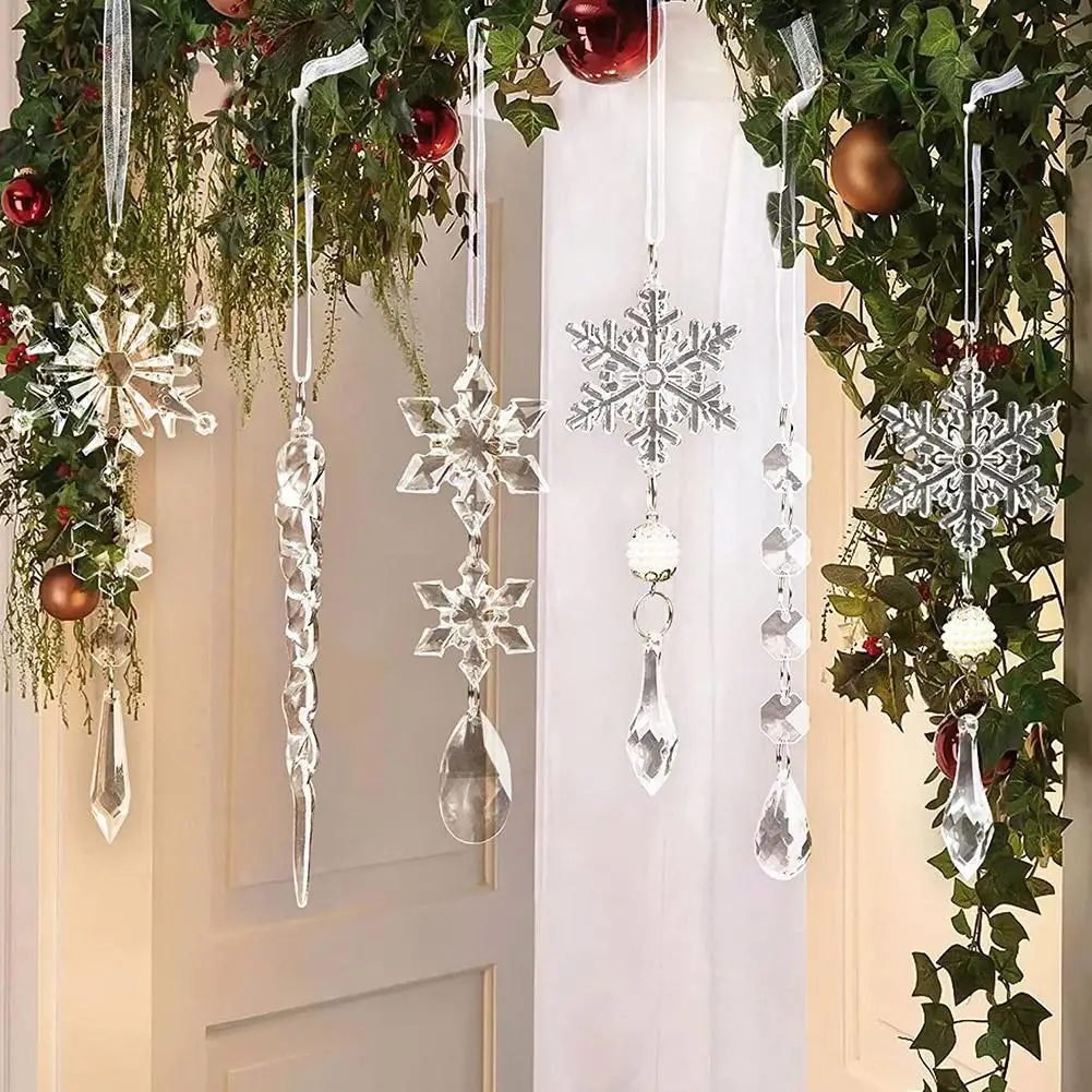 10buc Decor de Crăciun Fulg de nea Simulare de Gheață Pandantive Xmas Copac Agățat Ornamente False Sloi de gheață de Iarnă de Partid Decor Acasă - 2