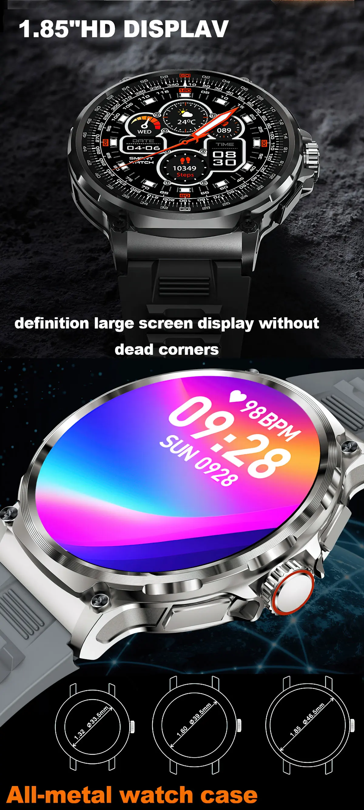 ZZYSMART Ceas Inteligent Bărbați 1.85 Inch Sport Fitness Tracker Bluetooth Apel Monitor Cardiac 710mAh Smartwatch Pentru Barbati Femei - 3