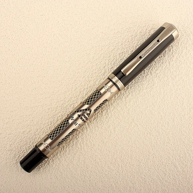 De lux de Metal ochiurilor de Plasă Model Rollerball Pen Aur de Lux Clip Pix 0.5 mm Negru Refill Role de Metal Pixuri - 2