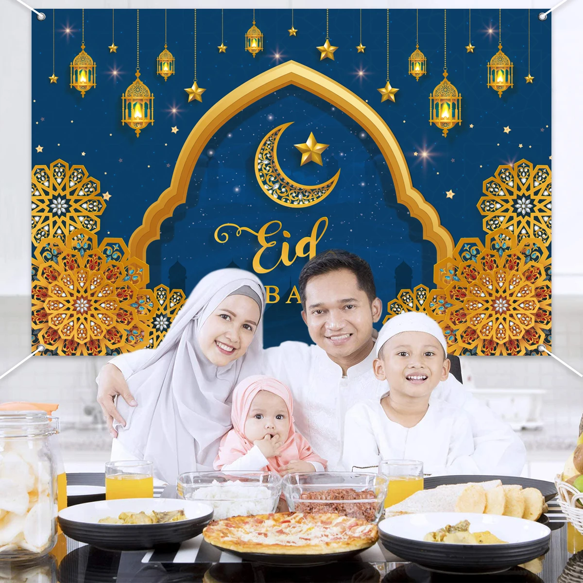 Eid Mubarak Fundal Kareem Ramadan Decor pentru Acasă 2024 Islamice Musulmane Consumabile Partid Ramadan Mubarak Decor Eid Al Adha - 0