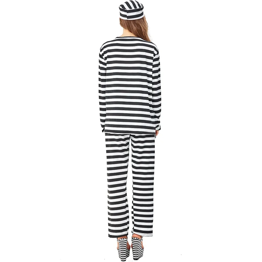 Negru Cu Dungi Prizonieri Joc Cosplay Costum Pentru Femei - 2