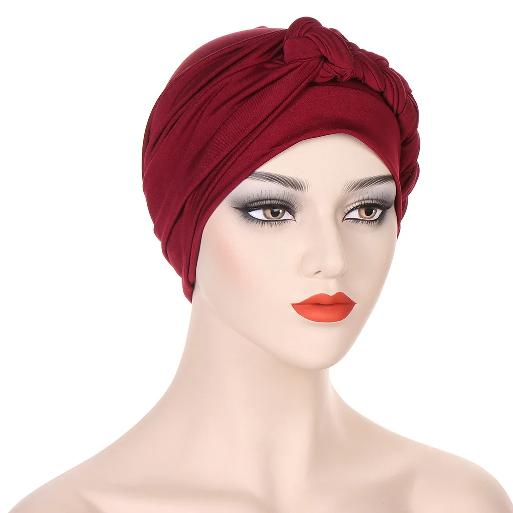 Noi Turban Pălării pentru femei poftă de mâncare Solidă Panglica Hijab Headwrap capace Pre legat Chimioterapie Cap Pălării de Cancer Capacul de Păr - 4