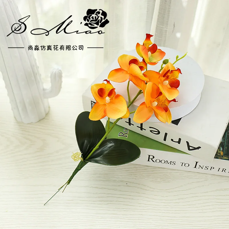 Phalaenopsis in Ghiveci Artificiale Flori de Orhidee + Spuma Frunze de Simulare de Flori Acasă de Crăciun Decor Bonsai Cadou 4pc/lot - 2