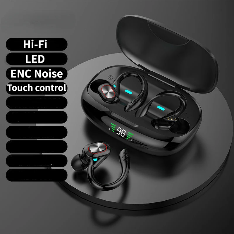 În Ureche Căști Bluetooth Wireless Bluetooth Căști HiFi Stereo Muzică de Cauciuc Pavilioane ENC Anulare a Zgomotului de Jocuri Sport, Căști - 0