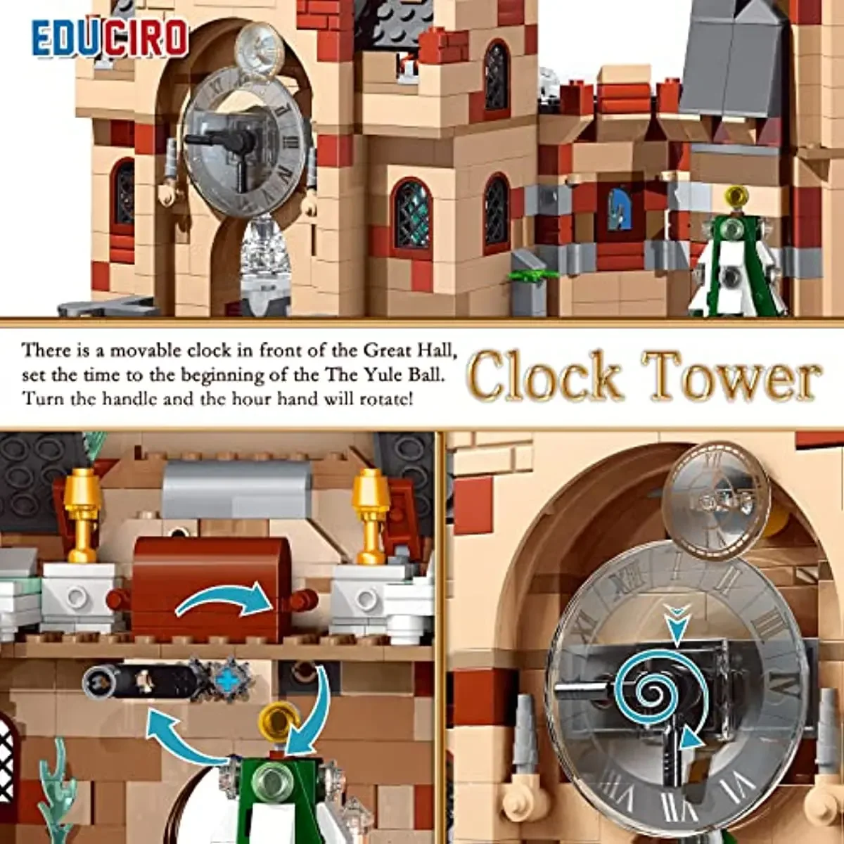 817PCS Educiro Harry Turnul cu Ceas și Sala Mare a Castelului Blocuri și să se Joace Dumbledore Birou Set de Jucării pentru Cadouri de Crăciun - 2