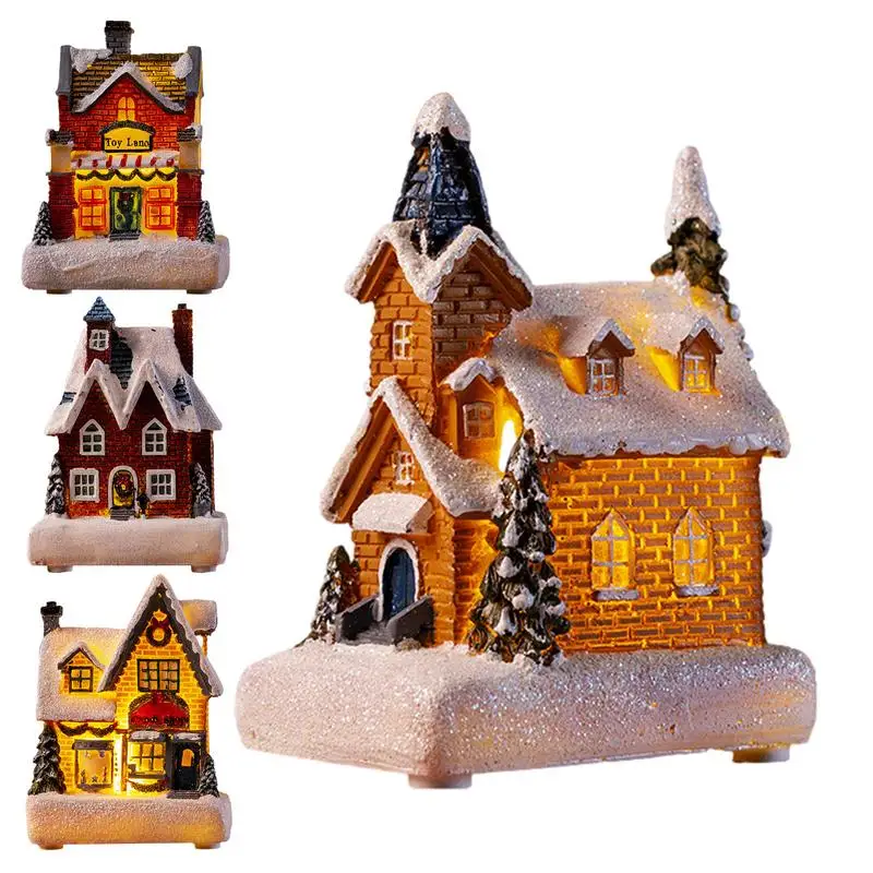 lemax satul de crăciun de Iarnă Sat Magazin de Jucării Strălucitoare de crăciun sat case cu Lumini cu baterii Ornament acasă - 0