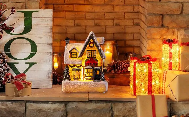 lemax satul de crăciun de Iarnă Sat Magazin de Jucării Strălucitoare de crăciun sat case cu Lumini cu baterii Ornament acasă - 4
