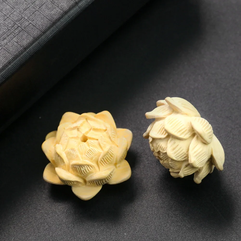 25mm Laser Sculptură 3D Budist Floare de Lotus Artizanat din Lemn Meditație Vindecă Colier Margele Bijuterii Accesorii Figurine Mascota Decor - 1
