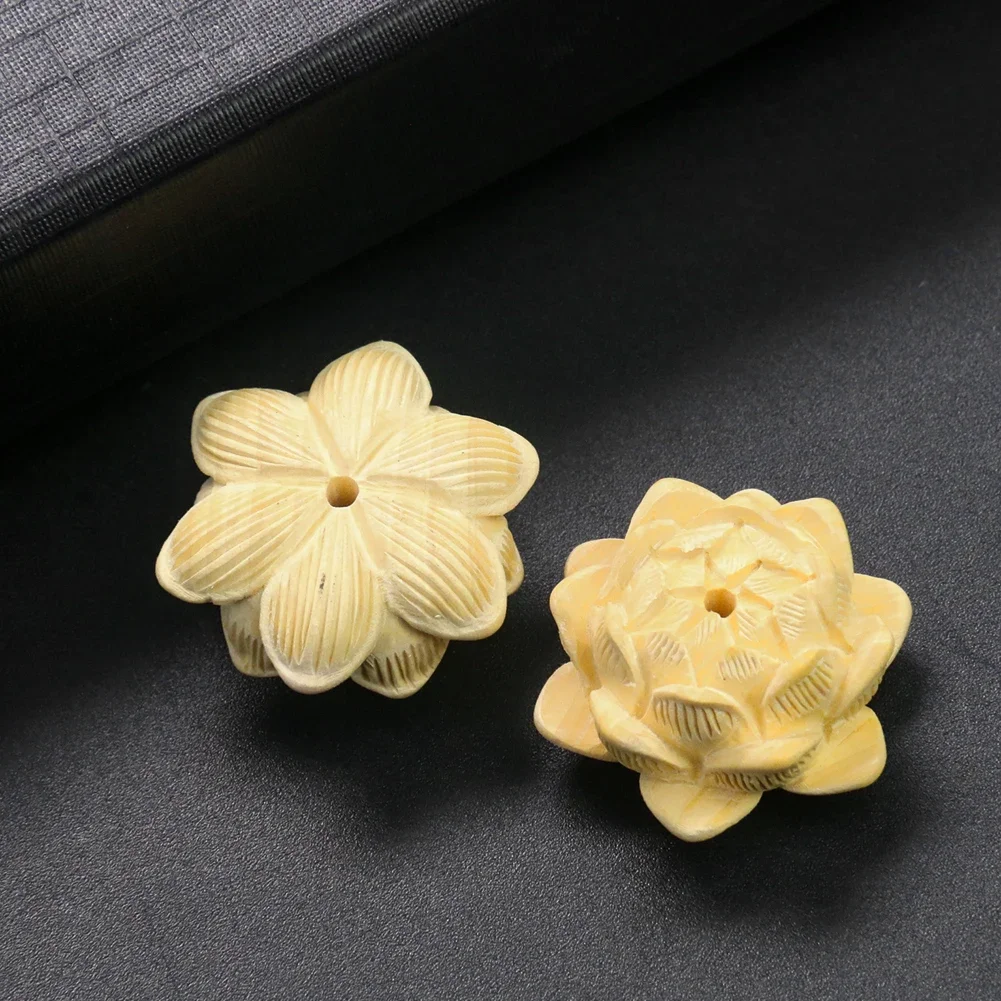 25mm Laser Sculptură 3D Budist Floare de Lotus Artizanat din Lemn Meditație Vindecă Colier Margele Bijuterii Accesorii Figurine Mascota Decor - 3