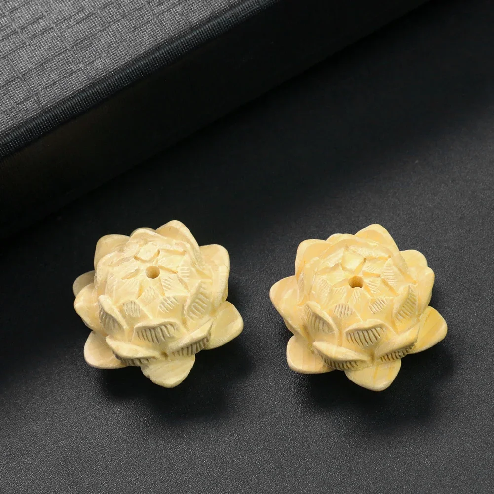 25mm Laser Sculptură 3D Budist Floare de Lotus Artizanat din Lemn Meditație Vindecă Colier Margele Bijuterii Accesorii Figurine Mascota Decor - 4