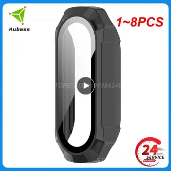 1~8PCS Greu PC-ul Bara de protecție+Ecran Protector din Sticla Temperata Acoperire Pentru Mi Band 7 NFC Bratara Caz Xiomi Miband 4 5 6 7 Smart