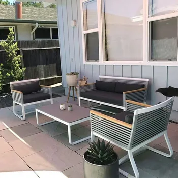 Nordic în aer liber, canapea rattan masă de cafea combinație de designer mobilier de agrement în aer liber vilă curte mică grădină fotoliu