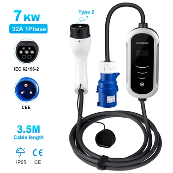 EV Încărcător Portabil Tip 2 Tip 1 GBT 7KW Cablu de Încărcare Reglabil Curent ECE NOI UE Plug Wallbox Electrice Încărcător de Mașină