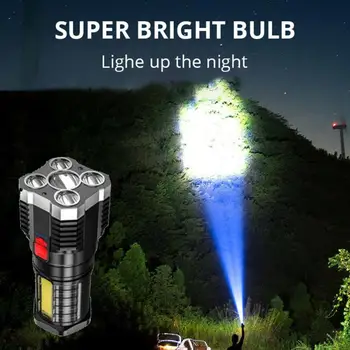 5 LED Lanterna USB de Reincarcare COB Partea Putere Lumina de Afișare în aer liber Lampă Portabilă Modul 4 rezistent la apa baterie Reîncărcabilă Lanterne