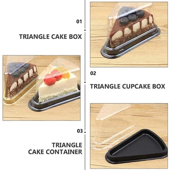 100buc Felie de Tort de Plastic Clar Cupcake Recipient Cheesecake Cutie Cu Blister Cutie