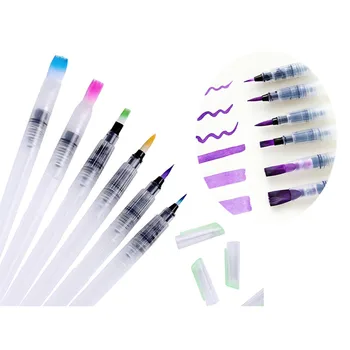 Bianyo 6PCS Portabil Pensula de Culoare de Apă Perie Creion Moale Perie Acuarelă Stilou pentru Incepatori Pictura Desen de Artă