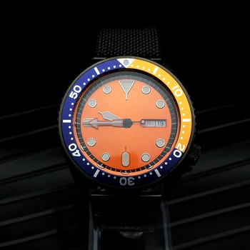 Diver Automatic Barbati automată mecanice bărbați ceas Portocaliu element super-luminos luminous dial data zi ceas de moda casual, c