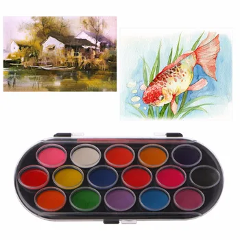 16 Culori Acuarela Paleta Perie Set Pictura Tava Ambarcațiunile De Desen Artă Mini Copil Cadou De Materiale Pentru Pictura Elev De Școală C26
