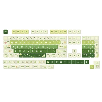 PBT Taste 133-Cheie Lumină Verde Tema Sublimare XDA Mecanice Keyboard Keycap forMX Switch-uri Maro