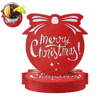 Crăciun Roșu Coaster 6 Bucati De Crăciun Rotund Absorbant Suport De Pahare Set Cool Cupa Moale Coaster Masă Pahare Pentru Băuturi Și