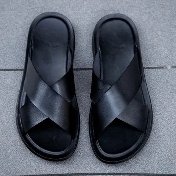 2023 Nou Designer De Bărbați Sandale De Vară De Moda Din Piele Simple Vietnam Papuci De Casă Confortabil Cool Pantofi De Plaja