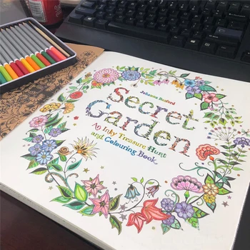 96 Pagini Kawaii Cărți de Colorat Pentru Adulți, Copii limba engleză Secret Garden Decompresie Carte de Desen DIY Graffiti Carte de Artă