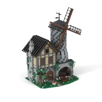 Moc Creative Expert Blocuri Medieval Model Motorizat Moară de vânt Cărămizi Asamblare DIY Jucării de Construcție Pentru Copii Cadouri