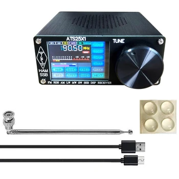 Ats-25X1 Negru Wireless Receptor Full Band Radio Luminozitate Reglabilă Cu 2.4 Inch Tangibil Ecran Color